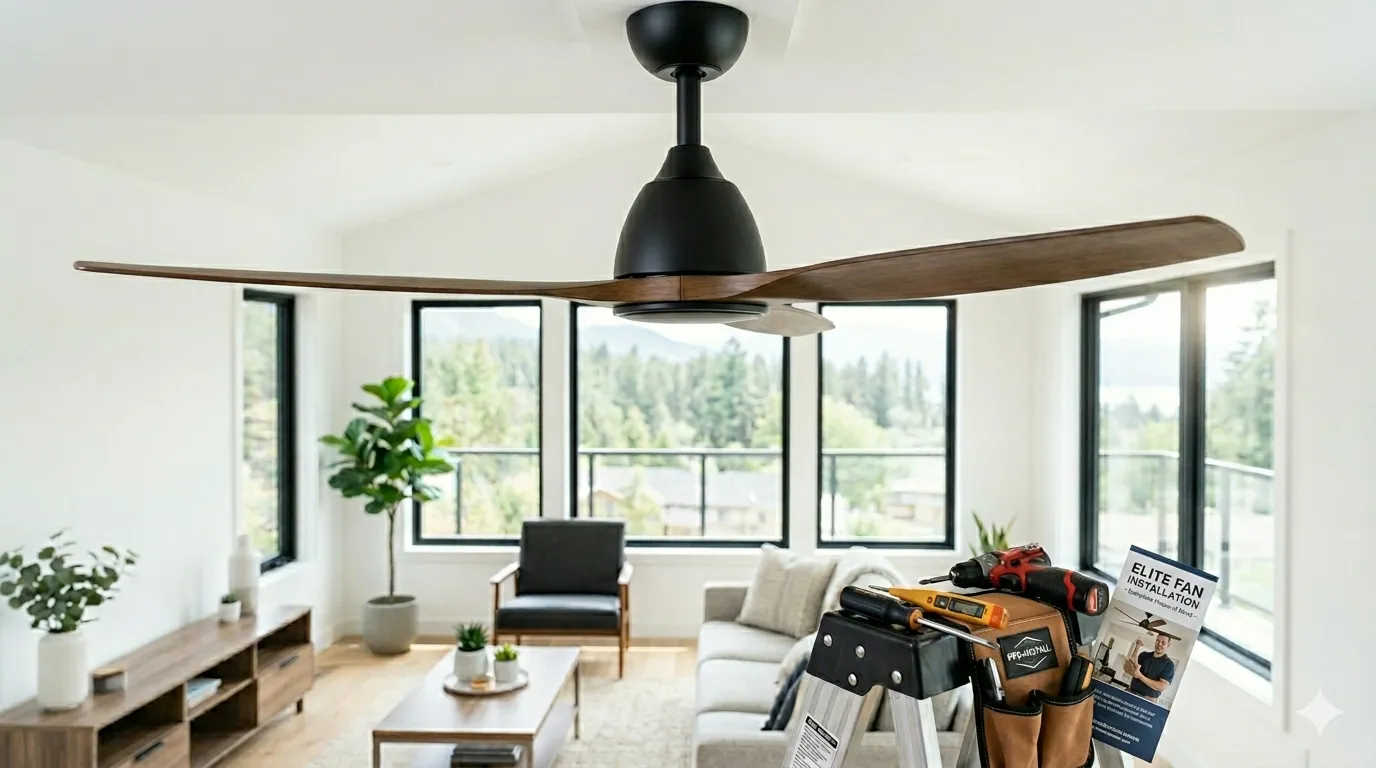 Professional ceiling fan installation by licensed electrician